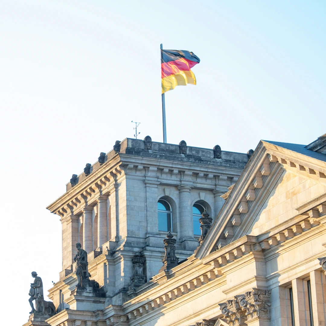 German flag on Reichstag building