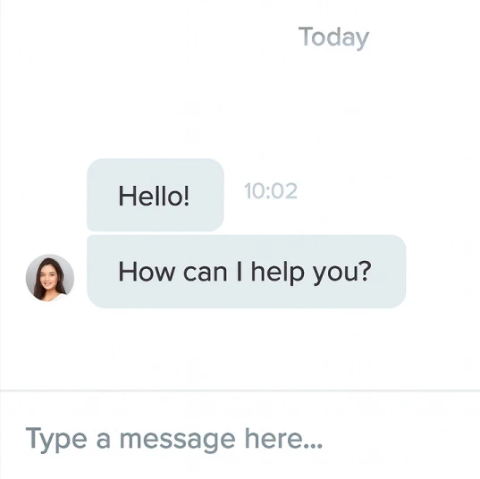 Customer support chat window showing a greeting message: 'Hello! How can I help you?'