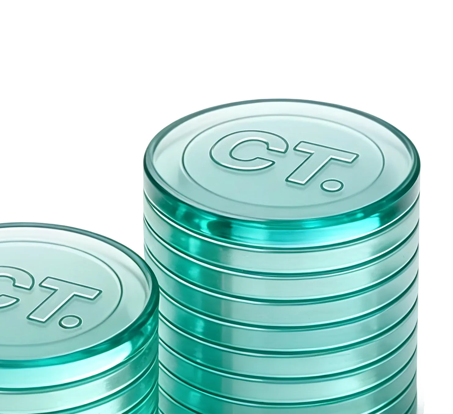 Two stacks of coins with the â€œHWâ€ logo imprinted on them